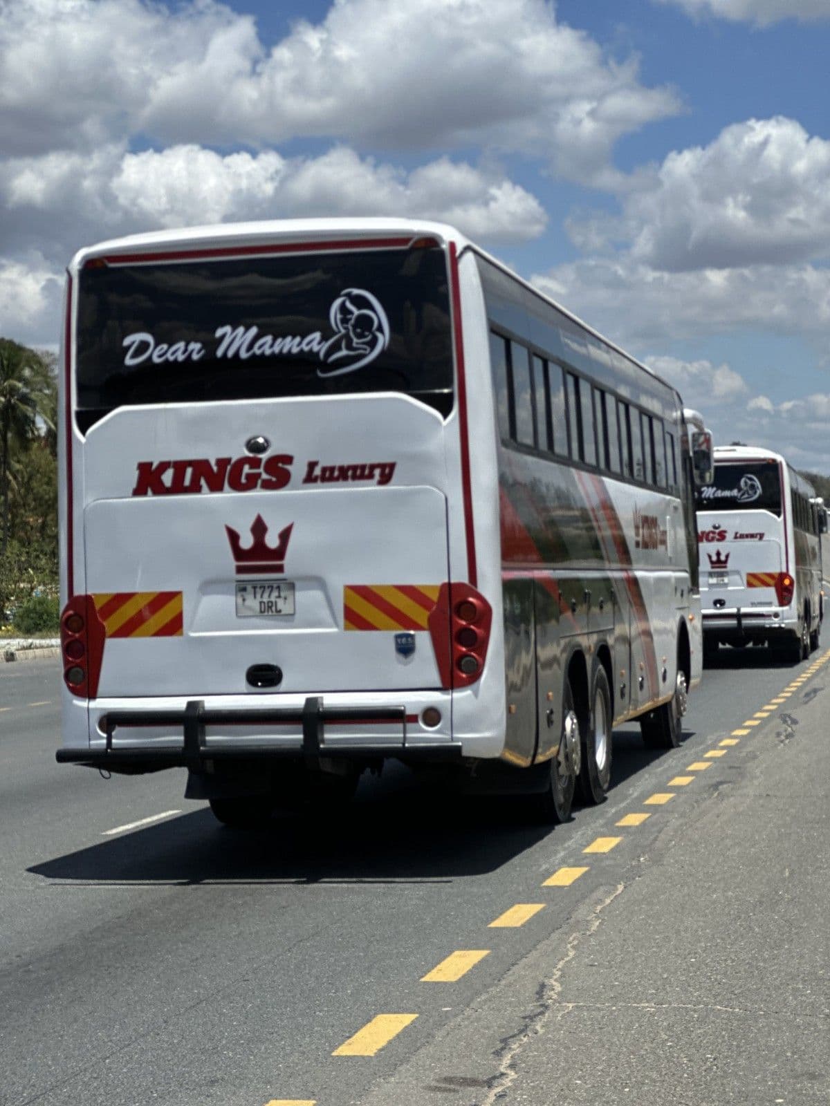 Kings Luxury coaches travelling on a road