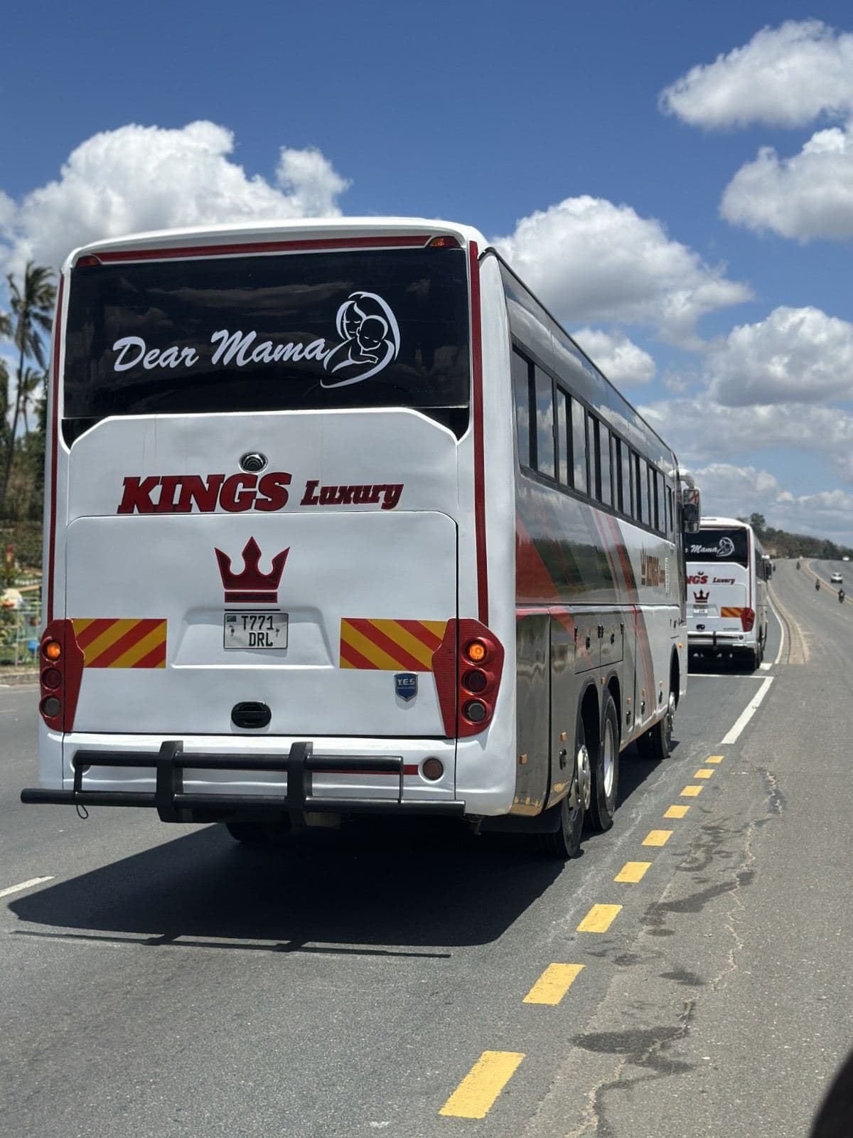 Kings Luxury coaches travelling on an open road